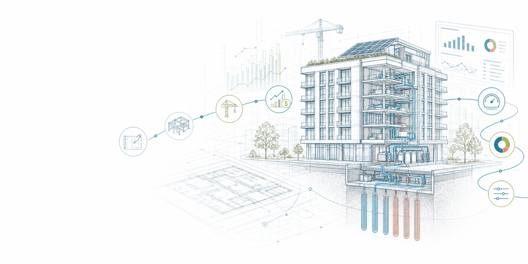 Integrated EcoSmart delivery model from design and construction through building operation and performance analytics
