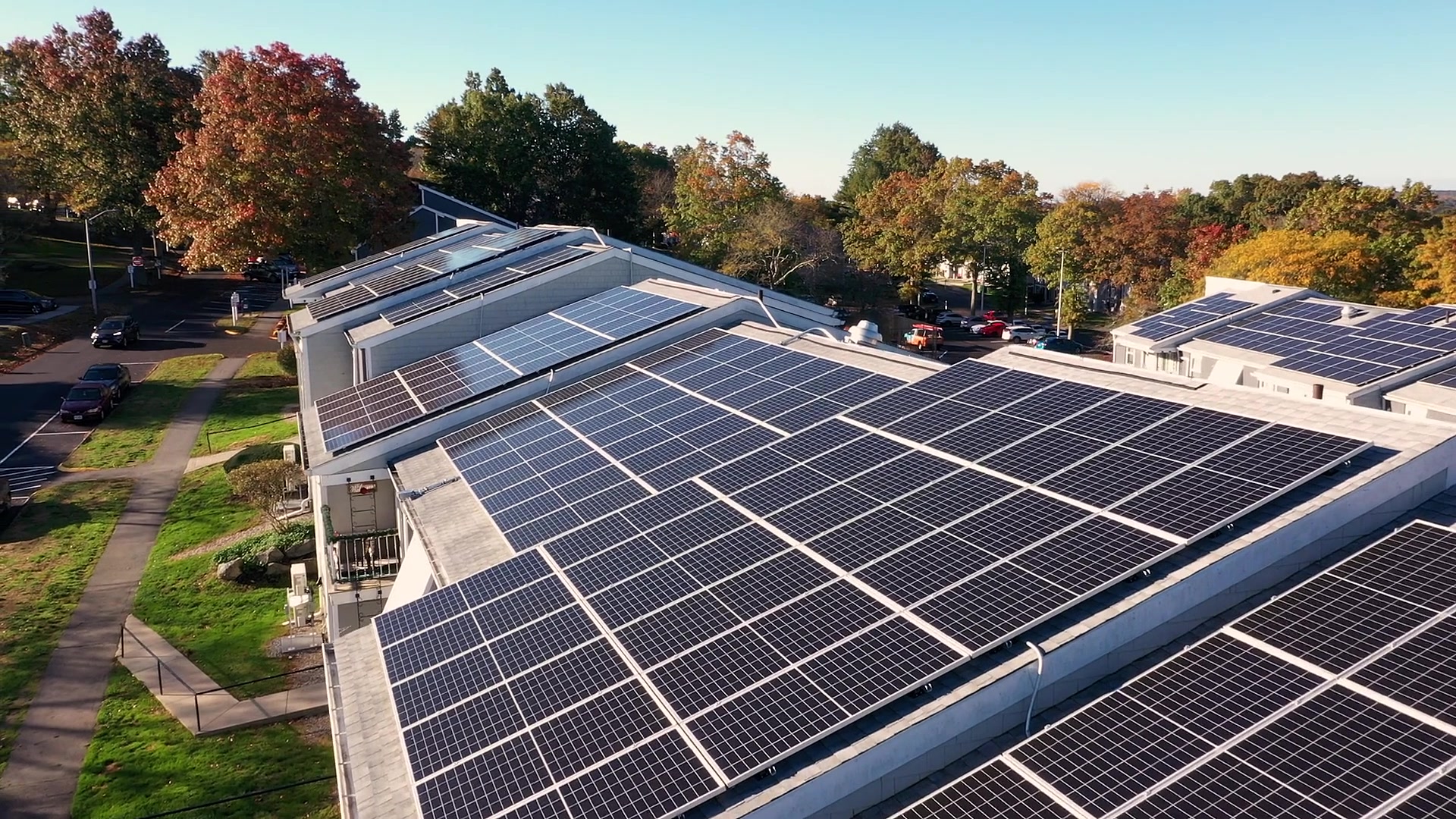 Rooftop solar arrays installed across the South Winds multifamily property