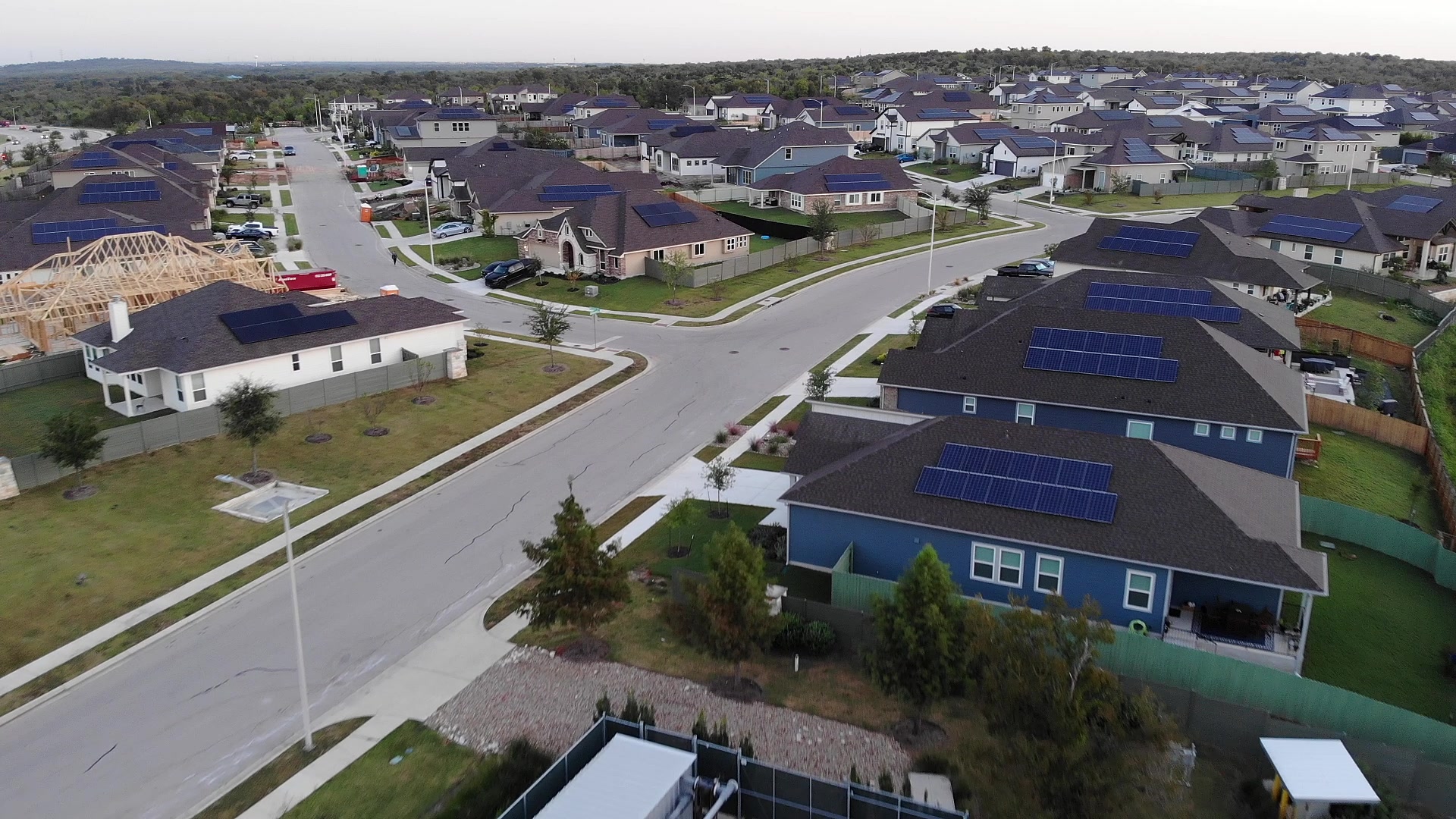 Whisper Valley neighborhood with rooftop solar across the community